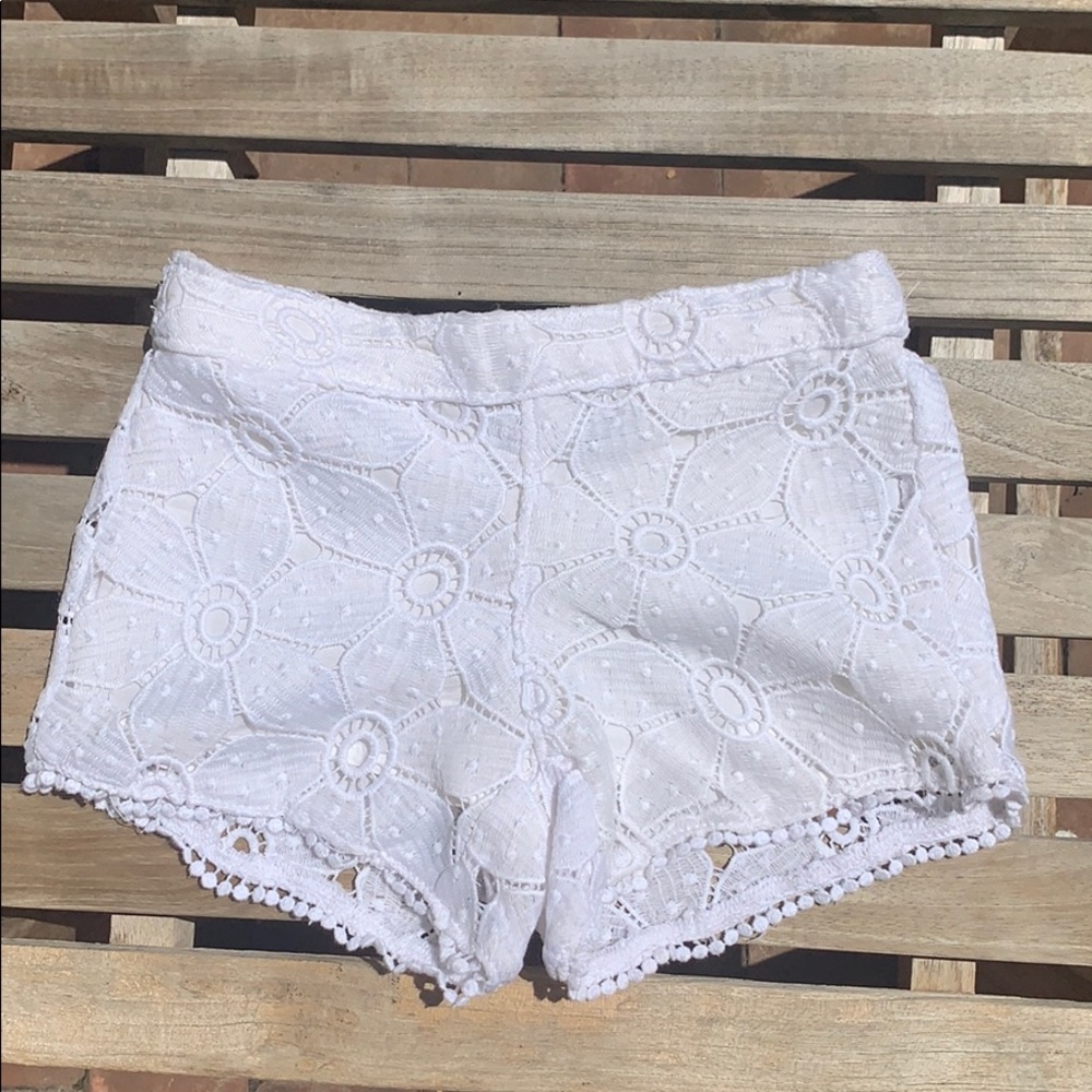 Girls White Eyelet Shorts